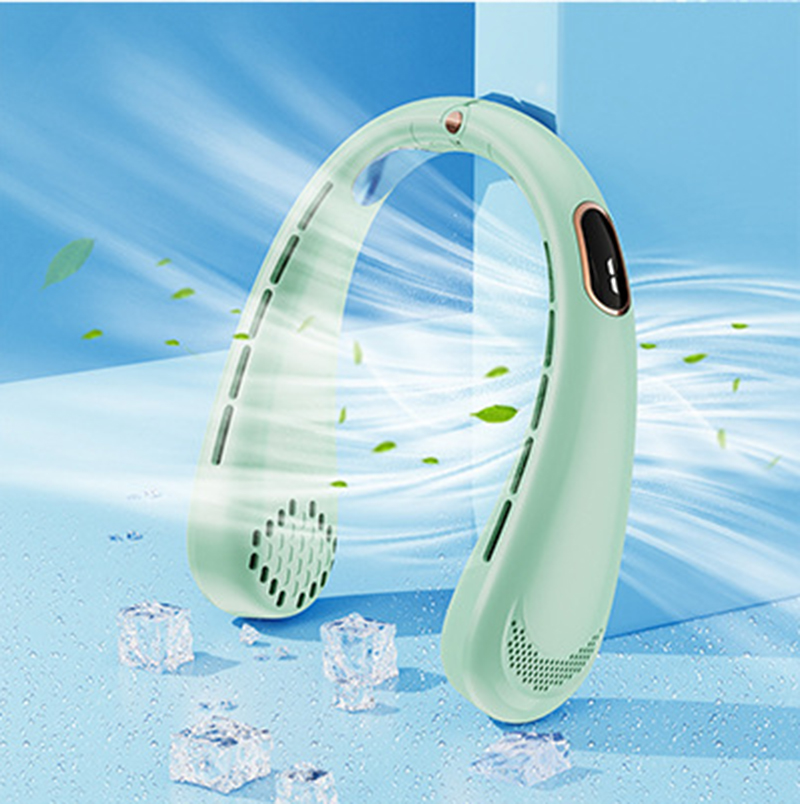 Green new digital display hanging neck small fan [ including battery, rechargeable ]200 * 145 * 60MM