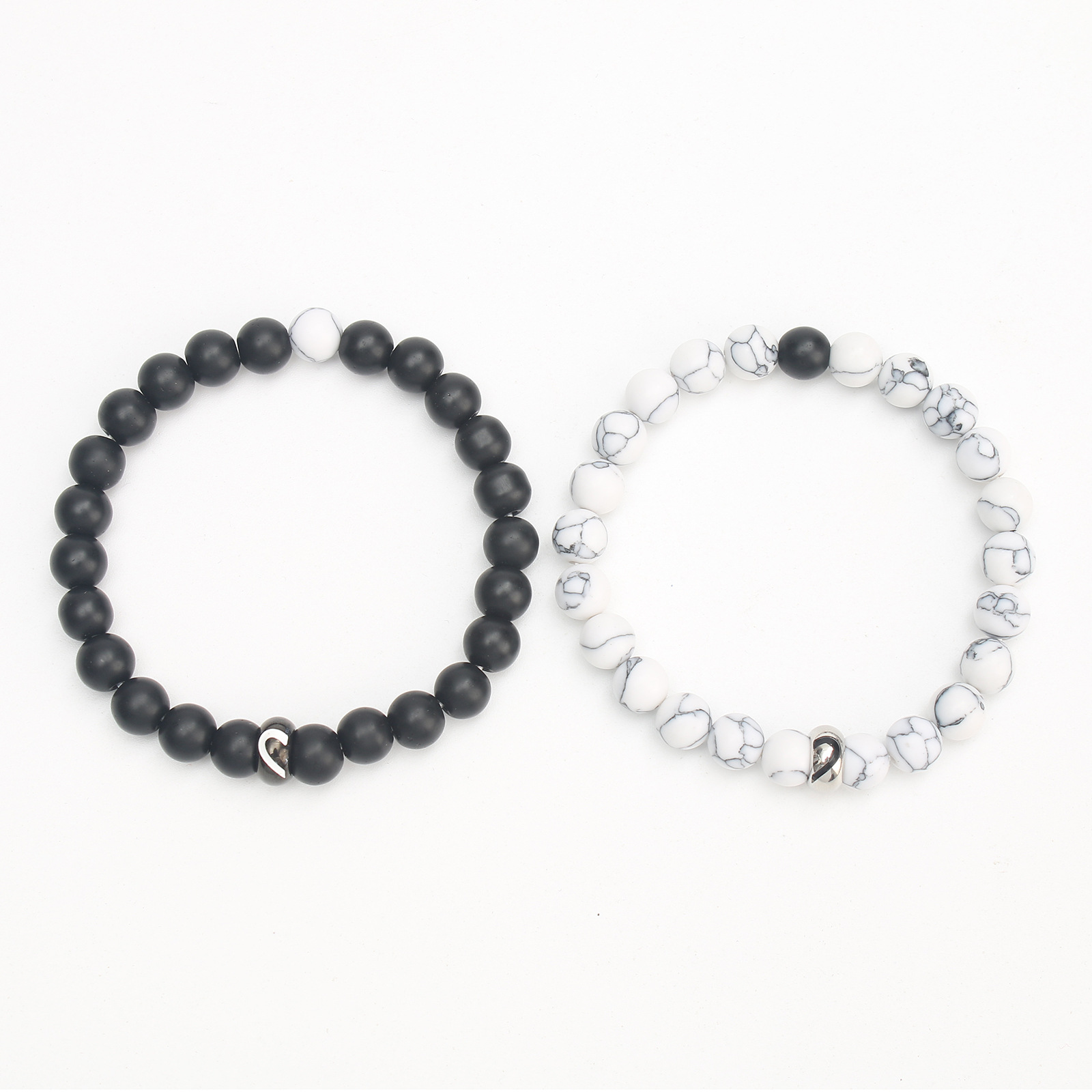1:Stainless steel love white pine black frosted bracelet pair
