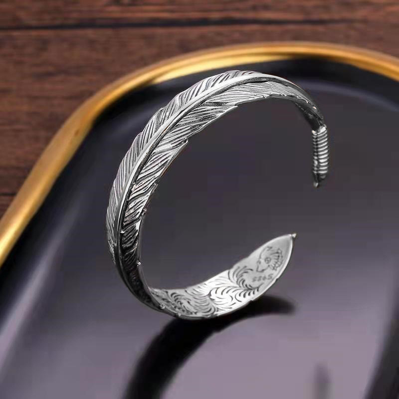3:Wide 1.5cm wide - silver - feather bracelet