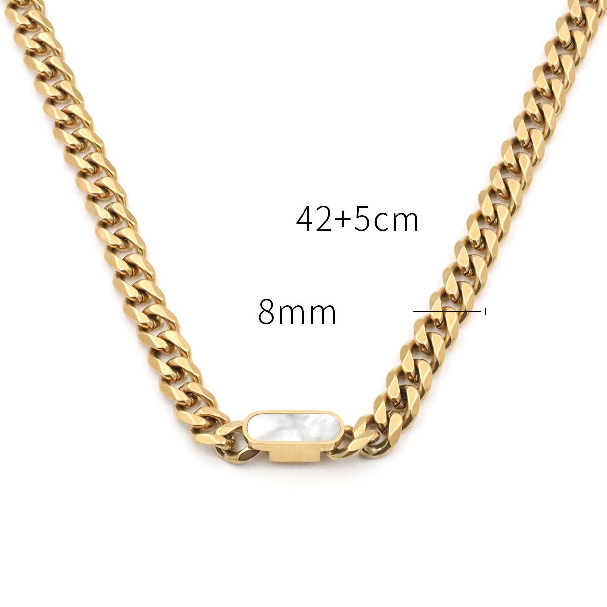 White - six-sided grinding Cuban chain