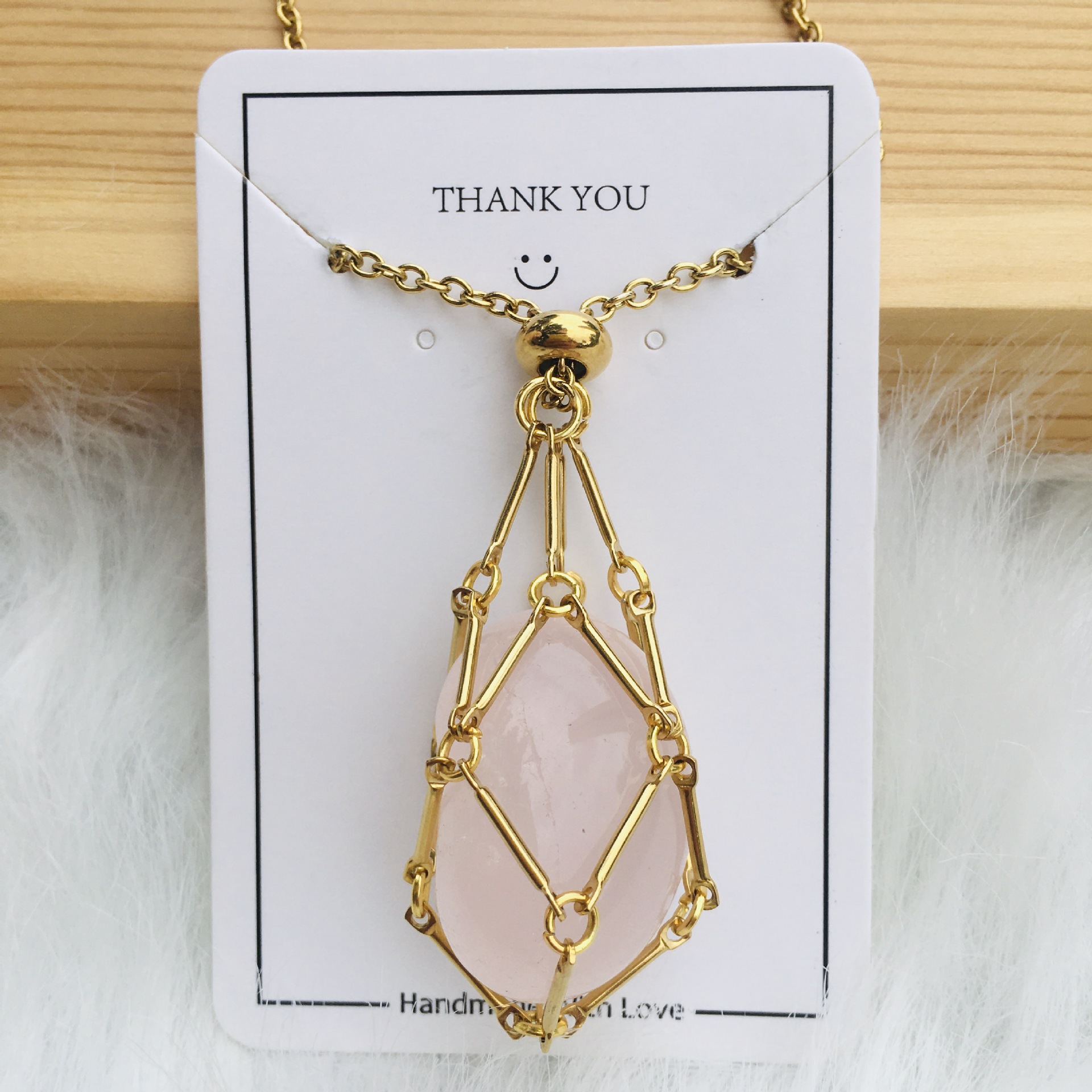 Gold - Pink crystal