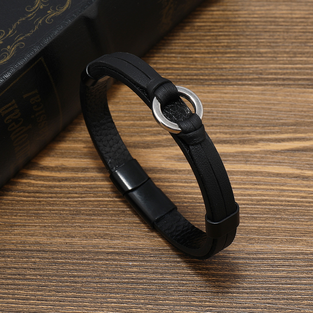 Black leather and black buckle