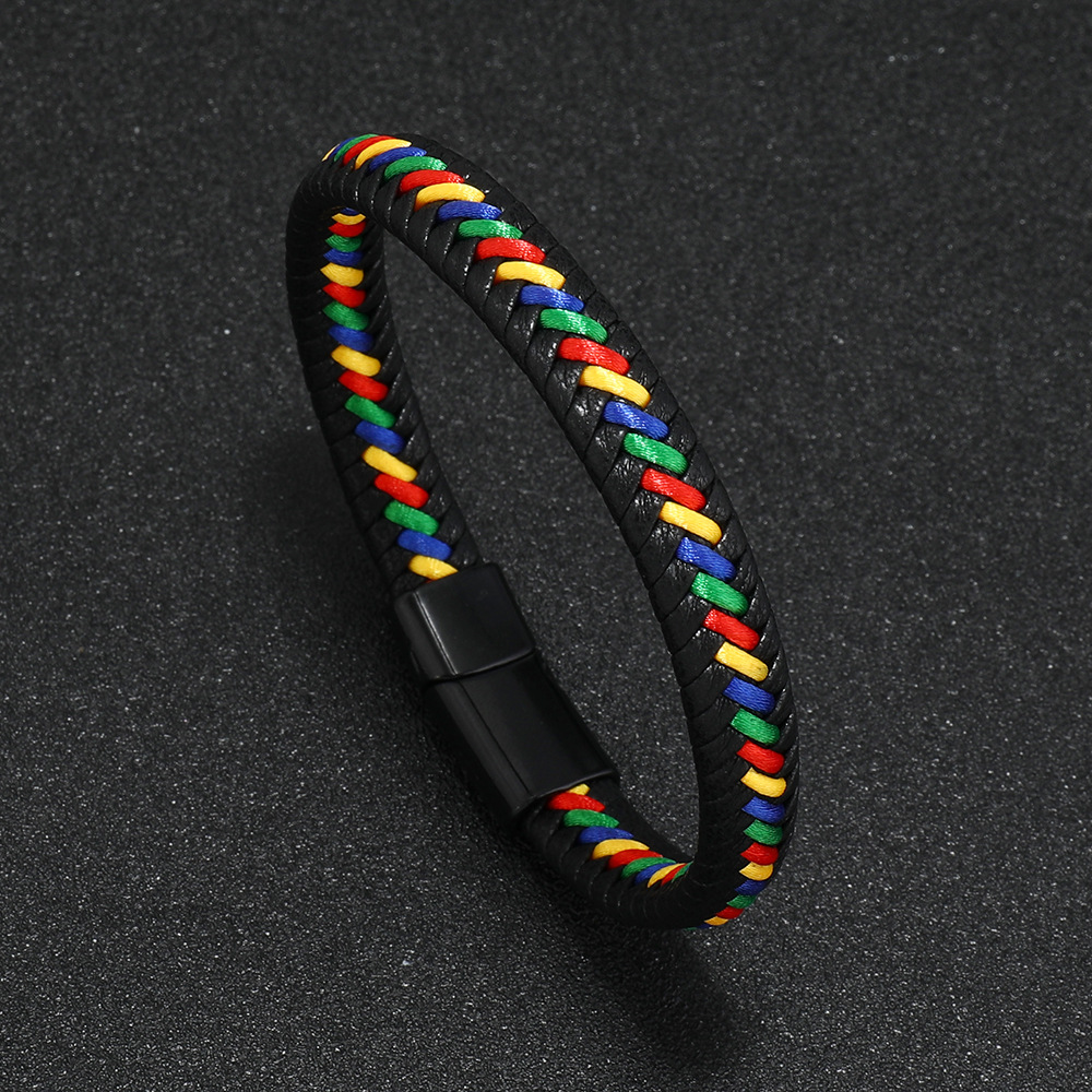 Red yellow blue green thread + black buckle
