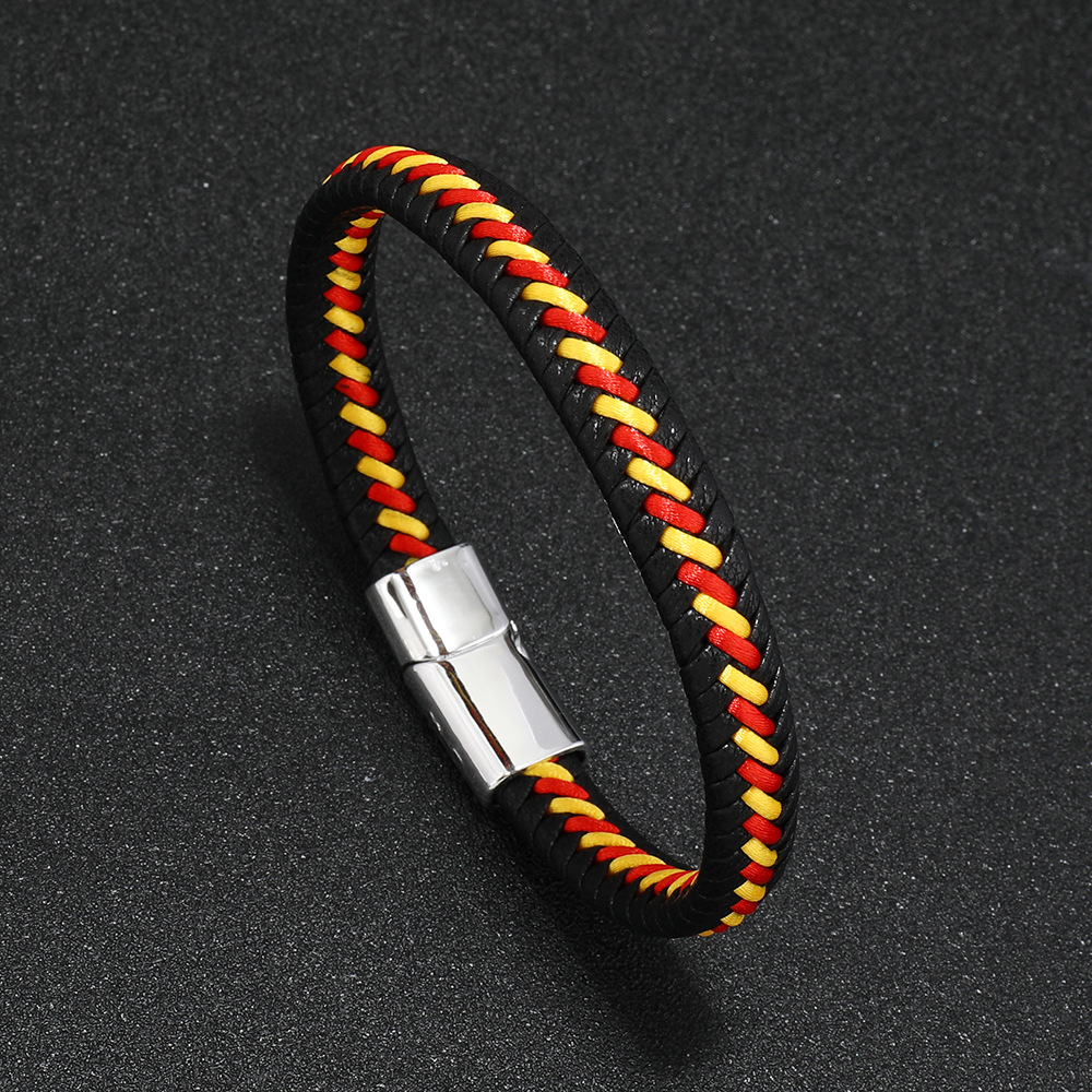 Red and yellow thread   white buckle