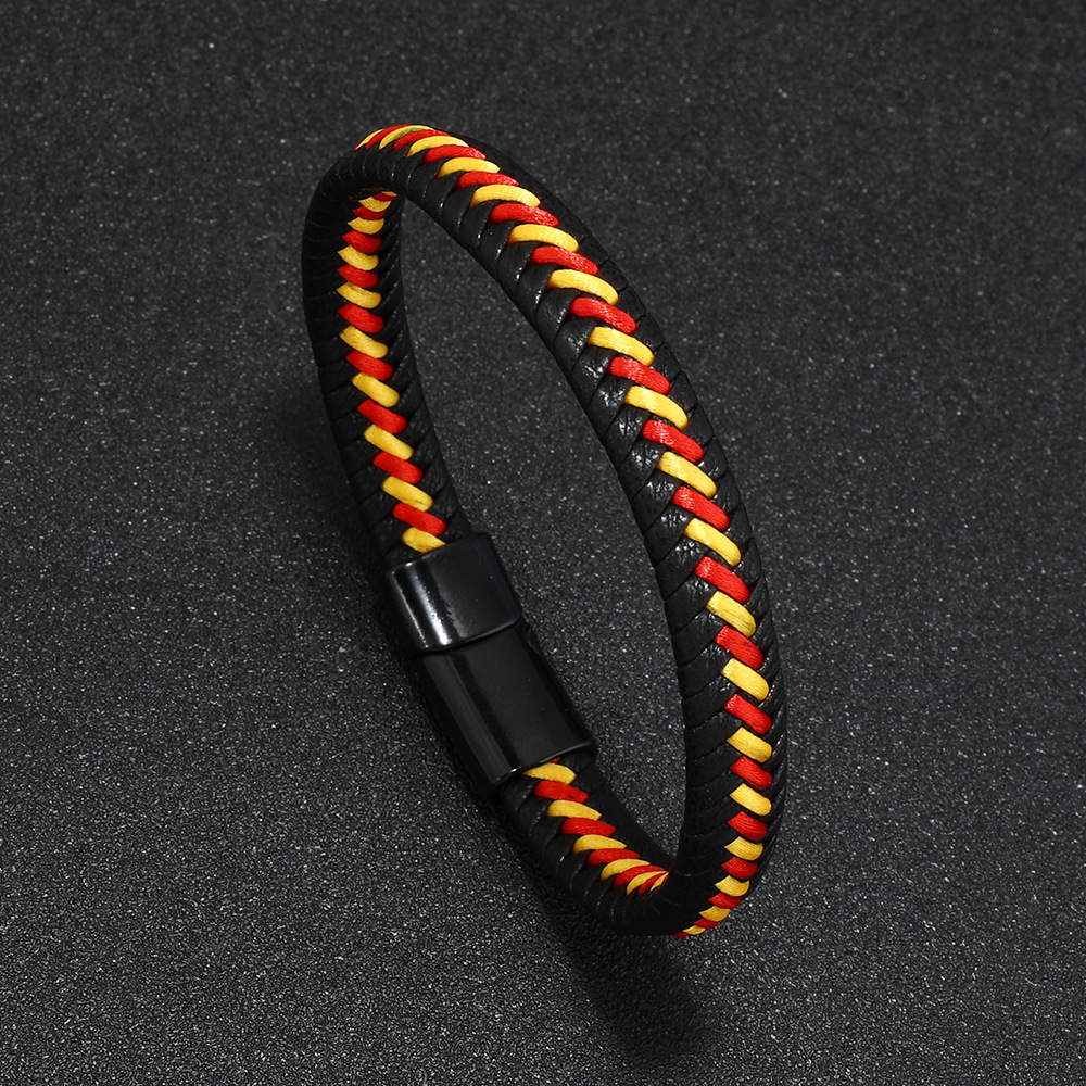 Red and yellow thread   black buckle