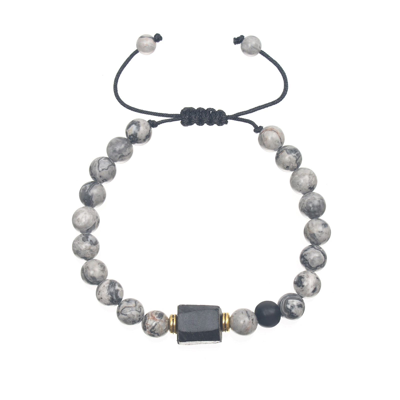 Grey map black frosted tourmaline