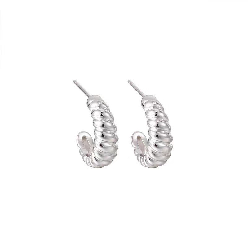 Horn stud earrings silver