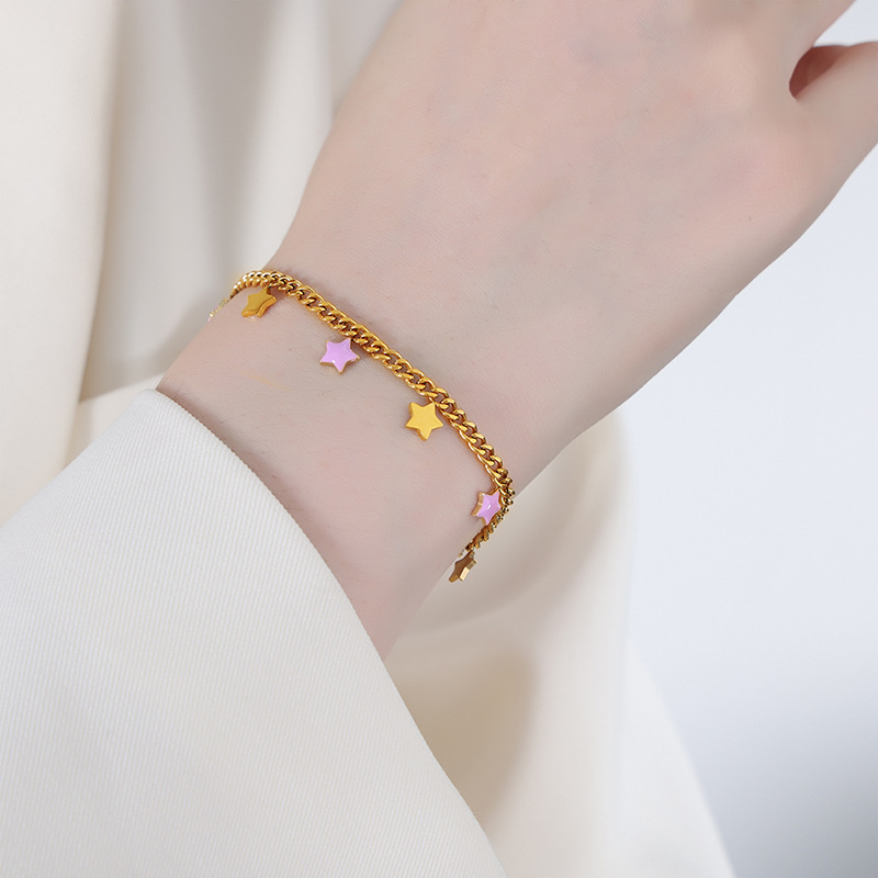 E435-purple drop oil gold bracelet
