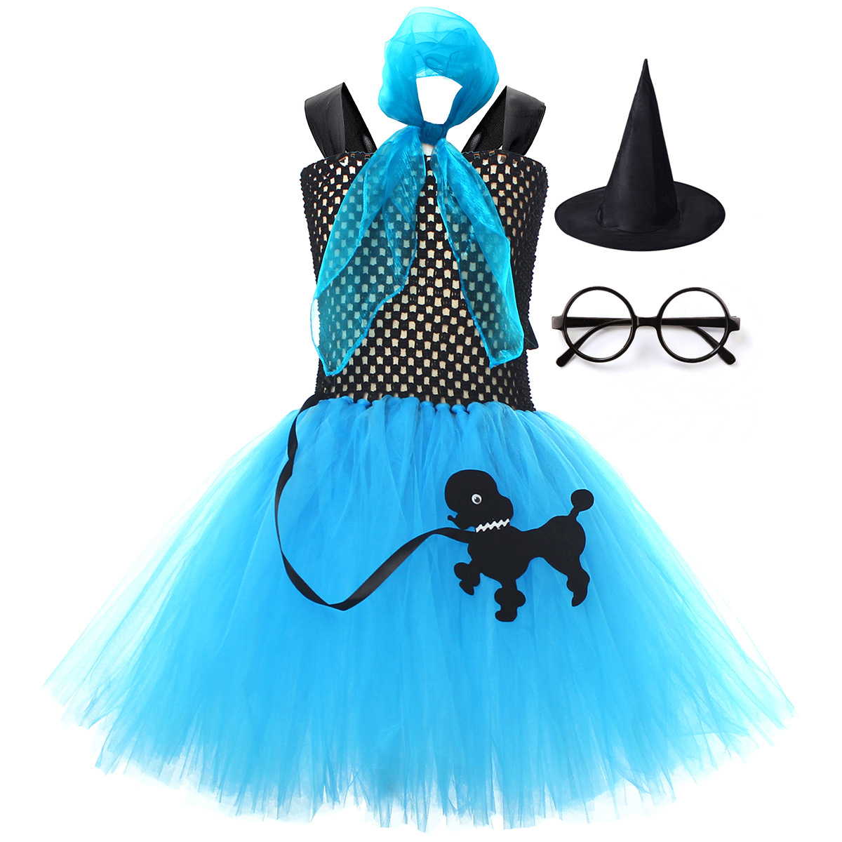 blue dress  with accessories