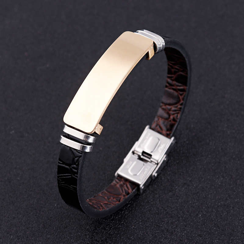 1:Gold plated leather bracelet