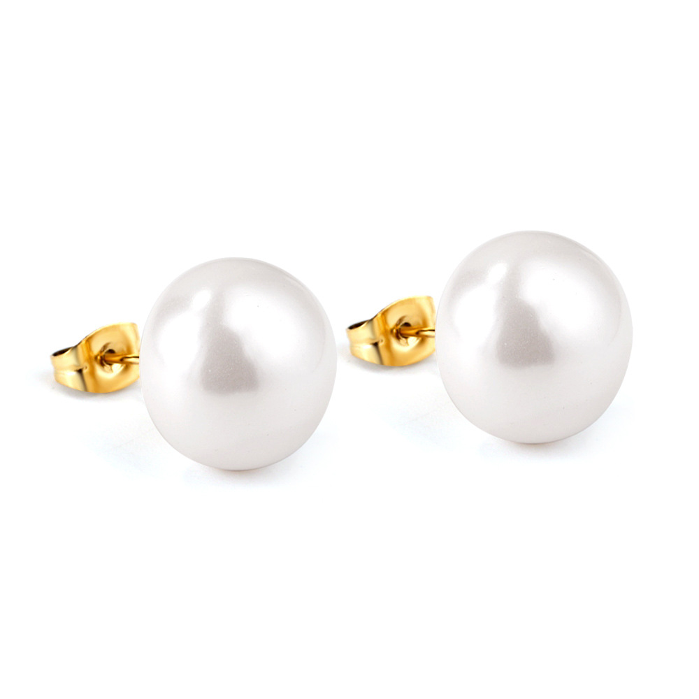 14 mm flat gold white pearl