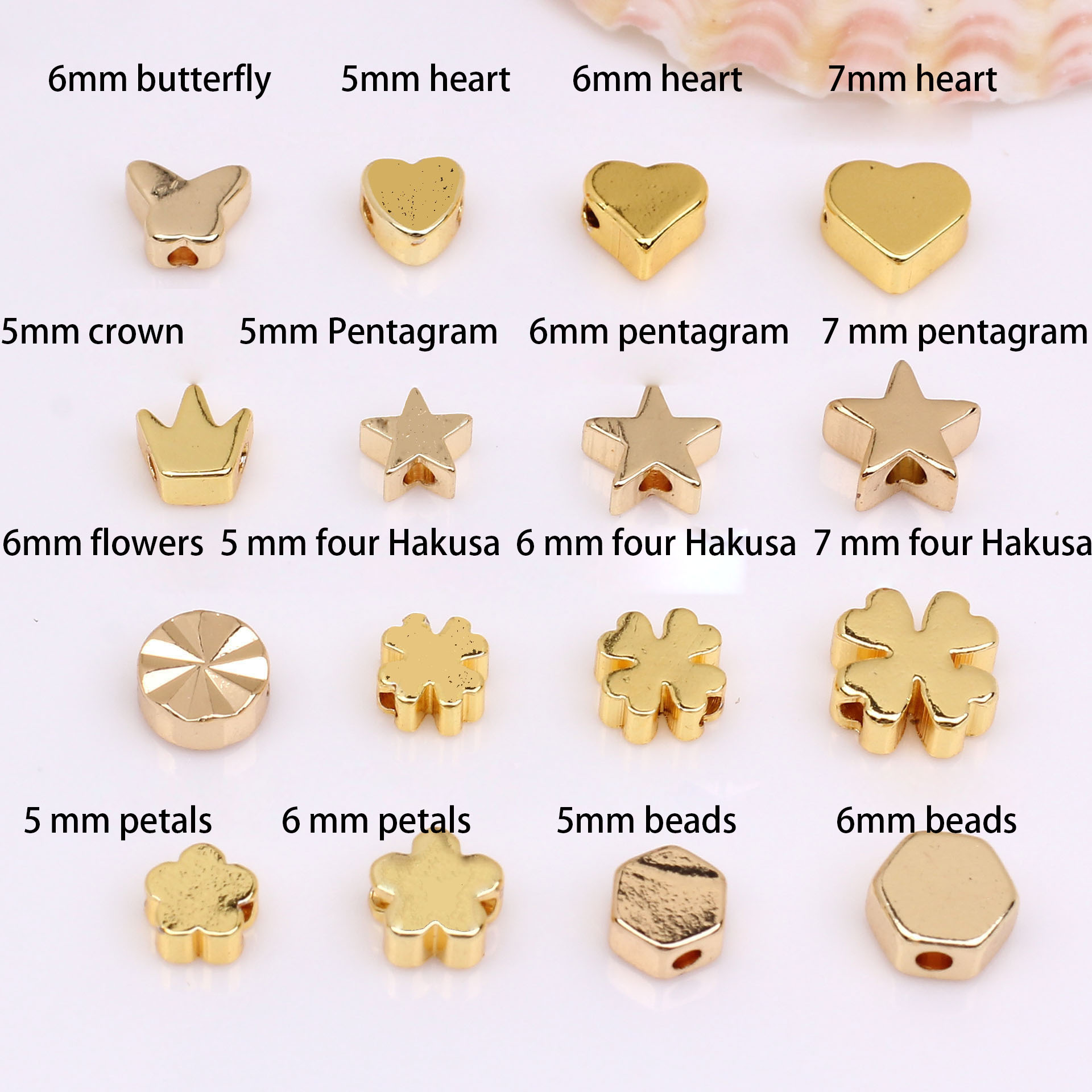 14-carat gold, color retention 6 mm four Hakusa
