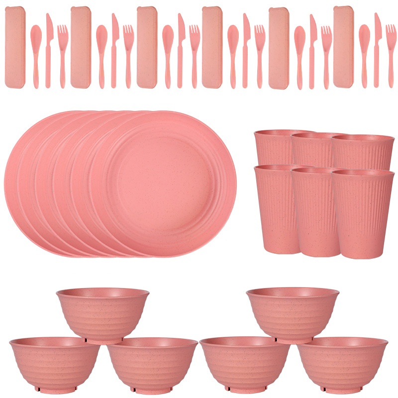 pink 42PCs/set for 6 people