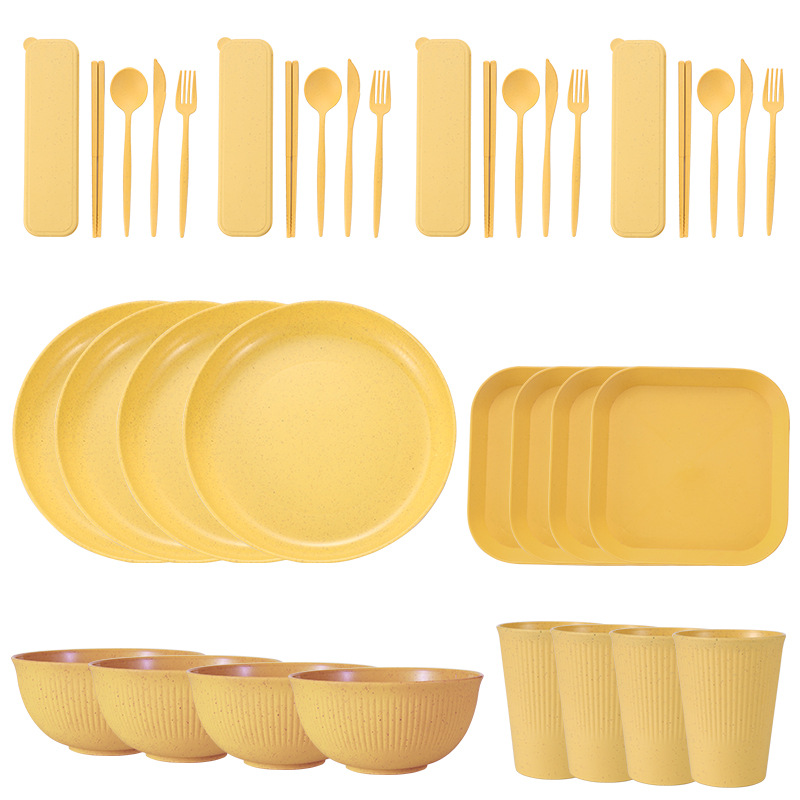 yellow 36 PCs/set with square dish