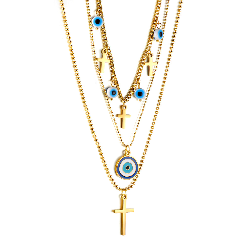 Blue-eyed cross with three chains