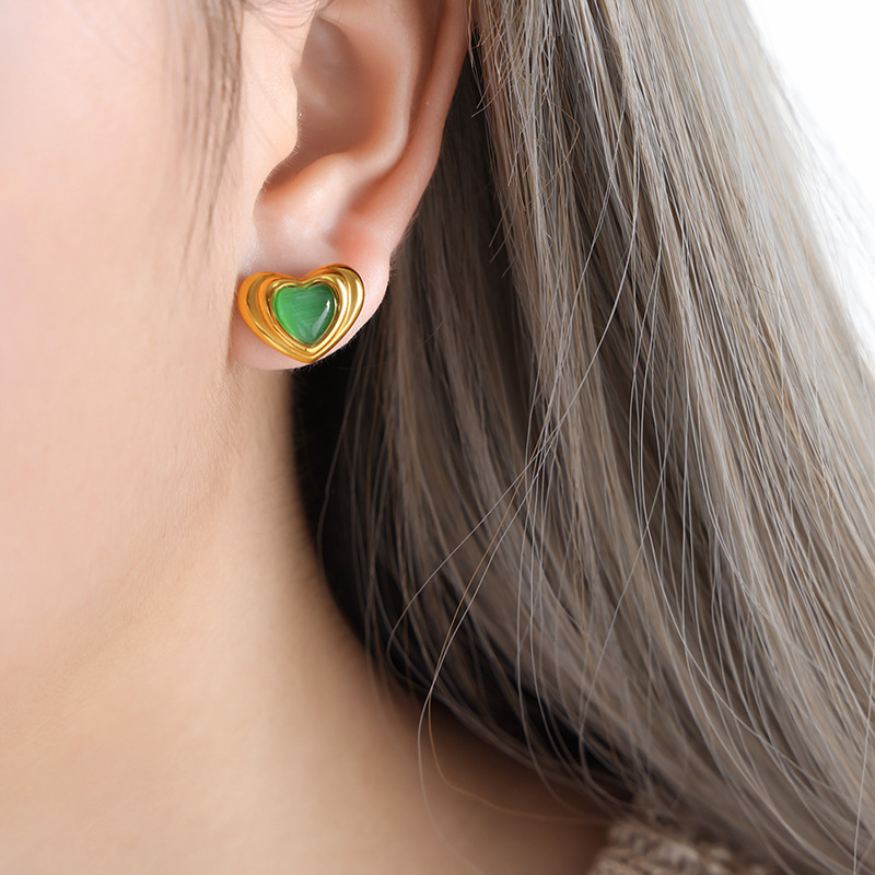 Green opal earrings