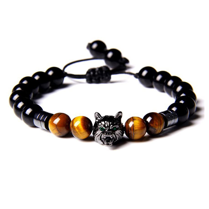 A-Black Obsidian and yellow tiger eye