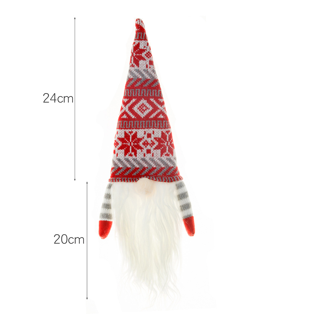 White beard and red snowflake hat