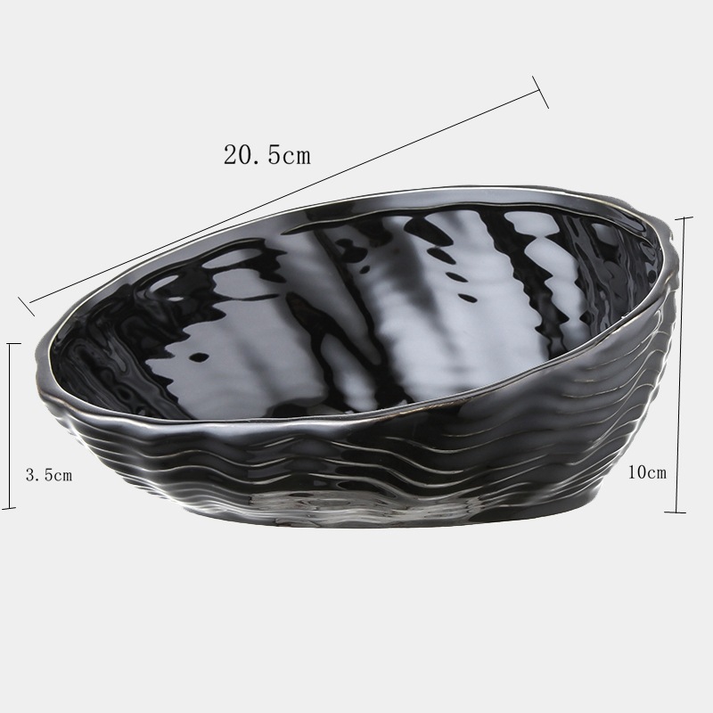 Large black beveled bowl
