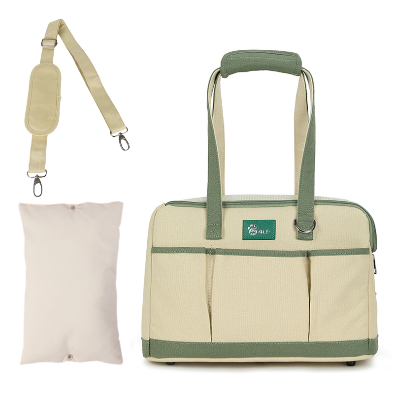 Green canvas with shoulder straps