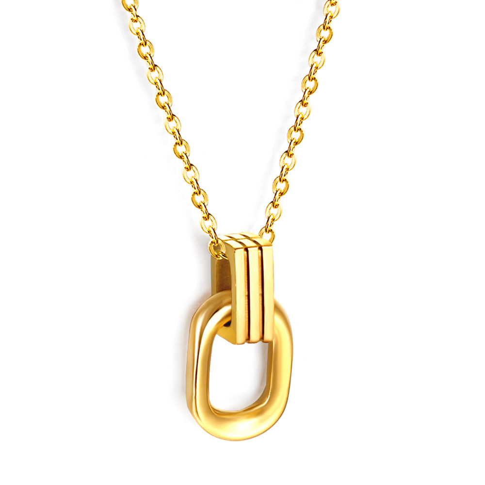 1:A pendant necklace with a long round frame