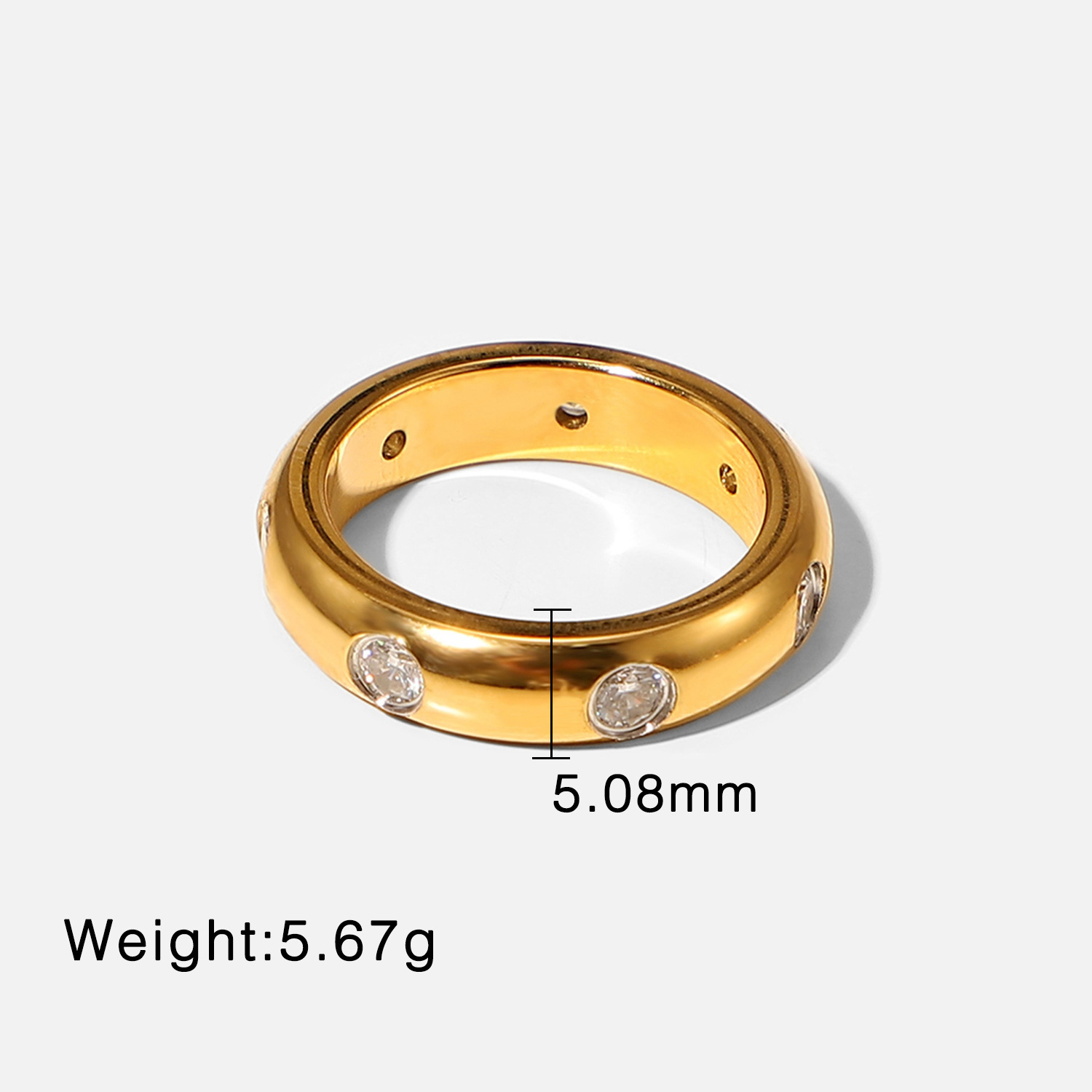 Gold-white zircon ring number 8