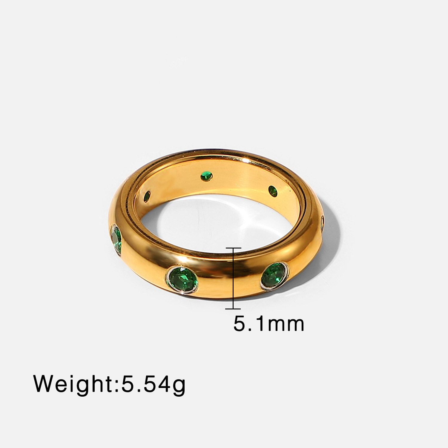 Gold Green zircon ring number 8