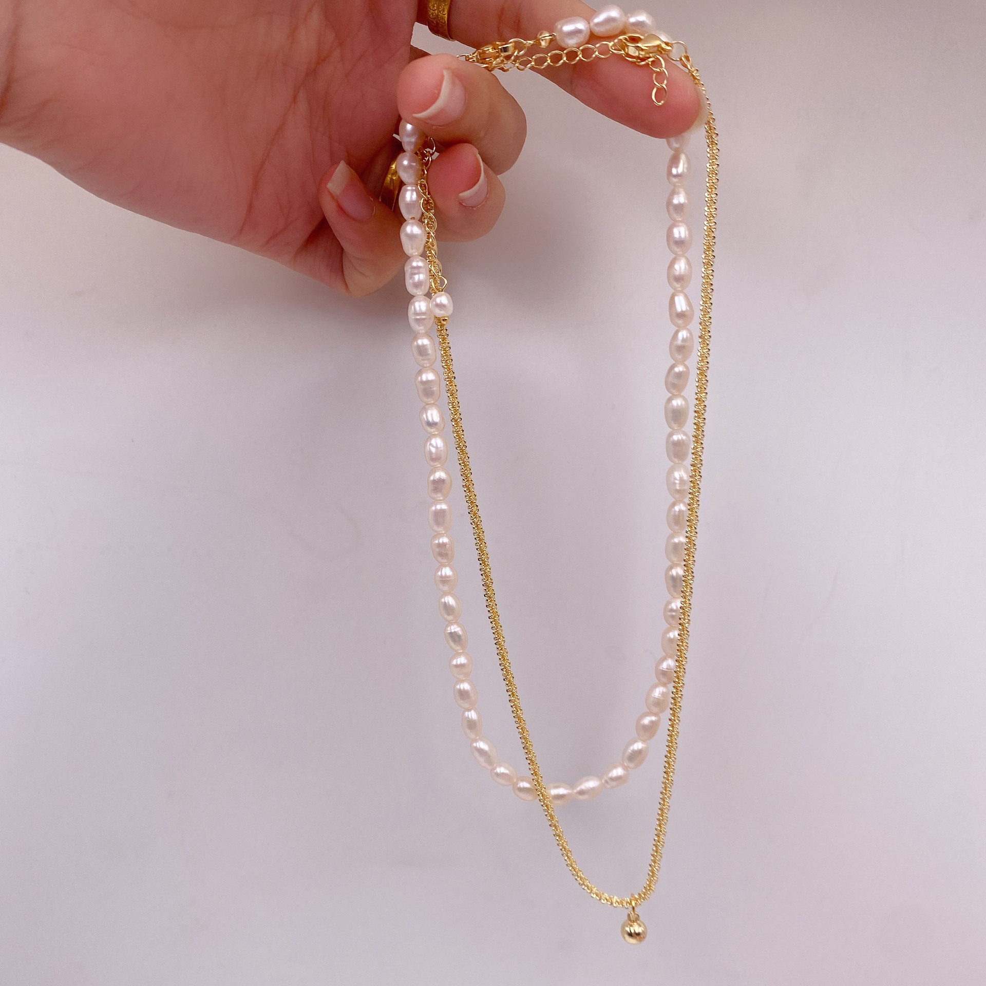 3:Gold round bead chain
