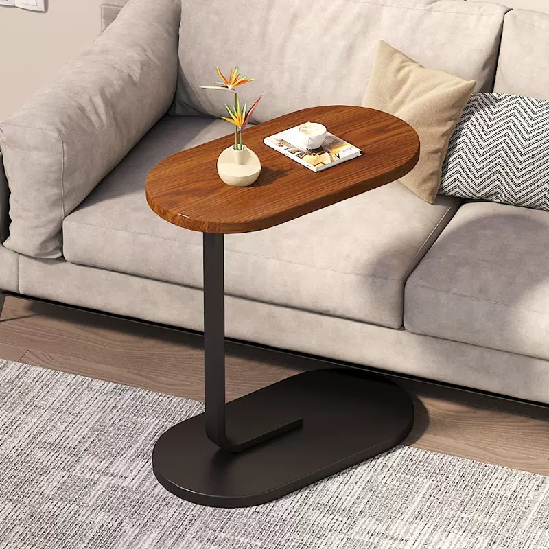 Bold and thick black frame walnut color table