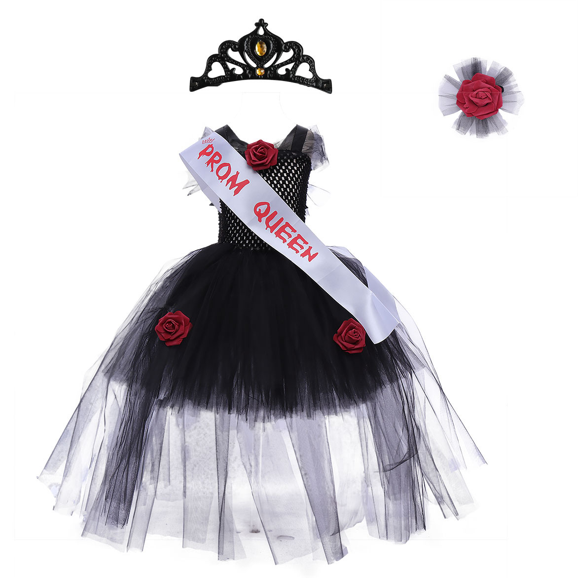 Black dress   ribbon   crown   corsage