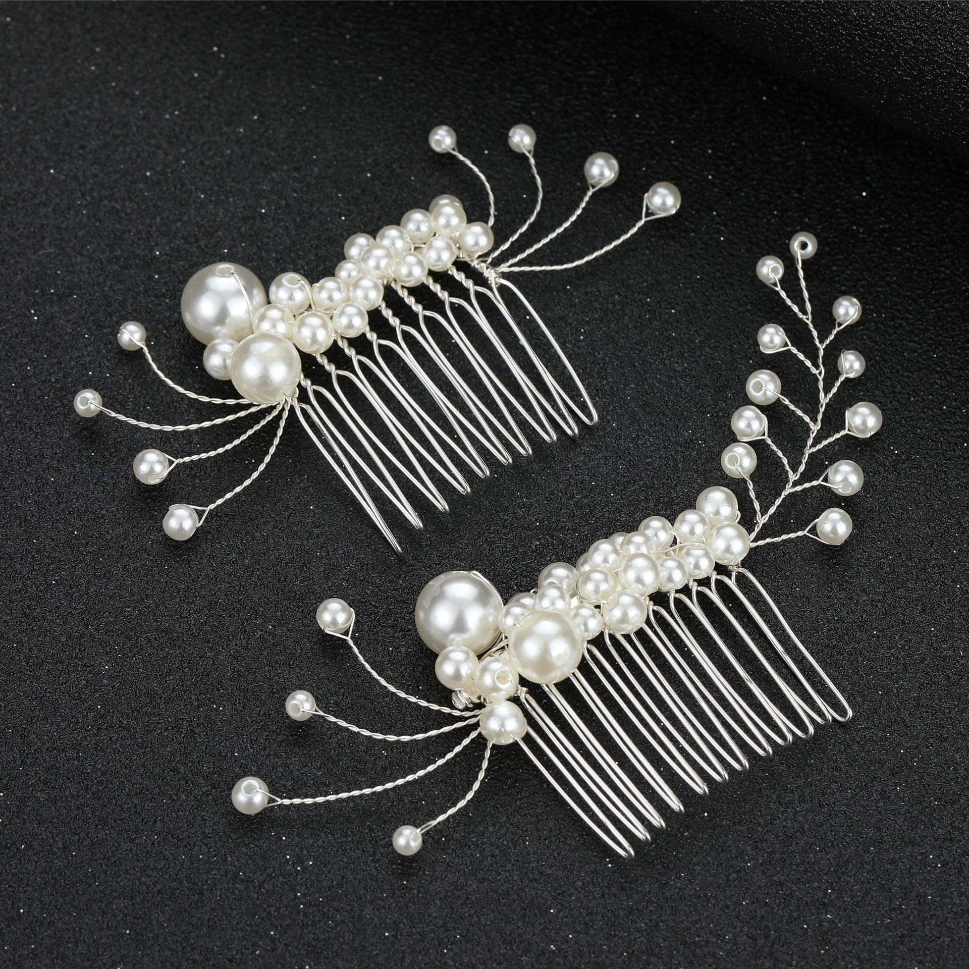 Silver, size hair comb a set