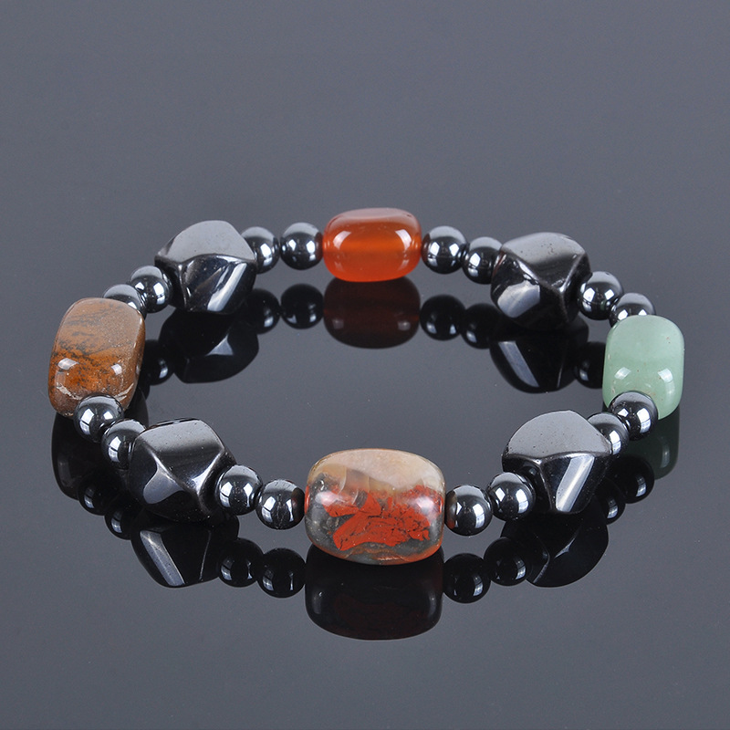 2:Four-color natural stone bead clip four-sided swivel bracelet