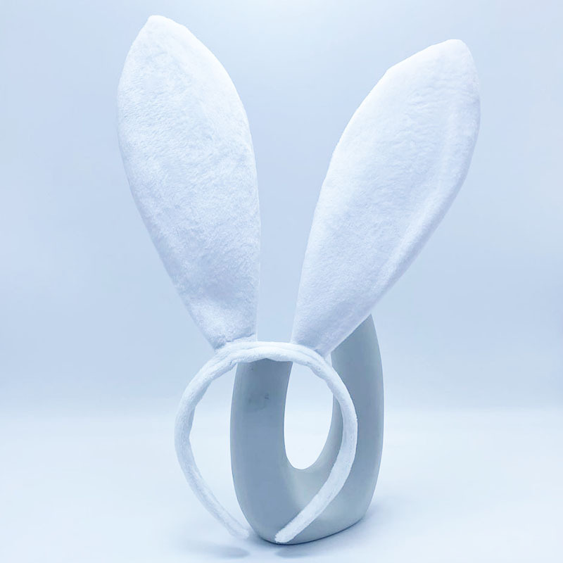 White extended rabbit ear headband