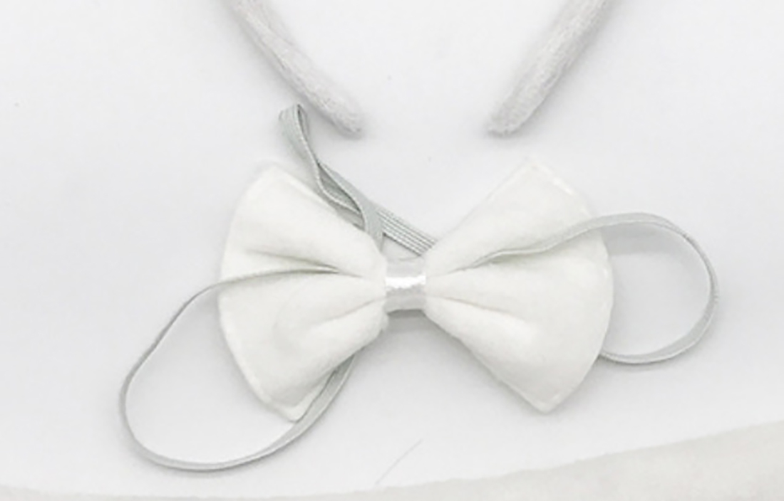 White short plush bow tie
