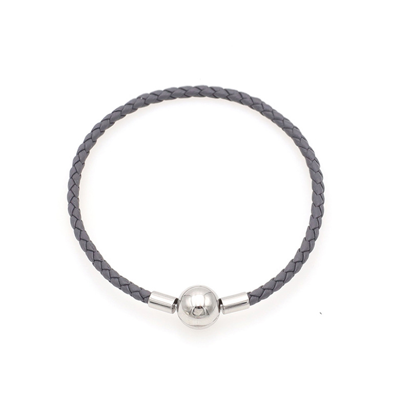 Round buckle steel color + gray rope