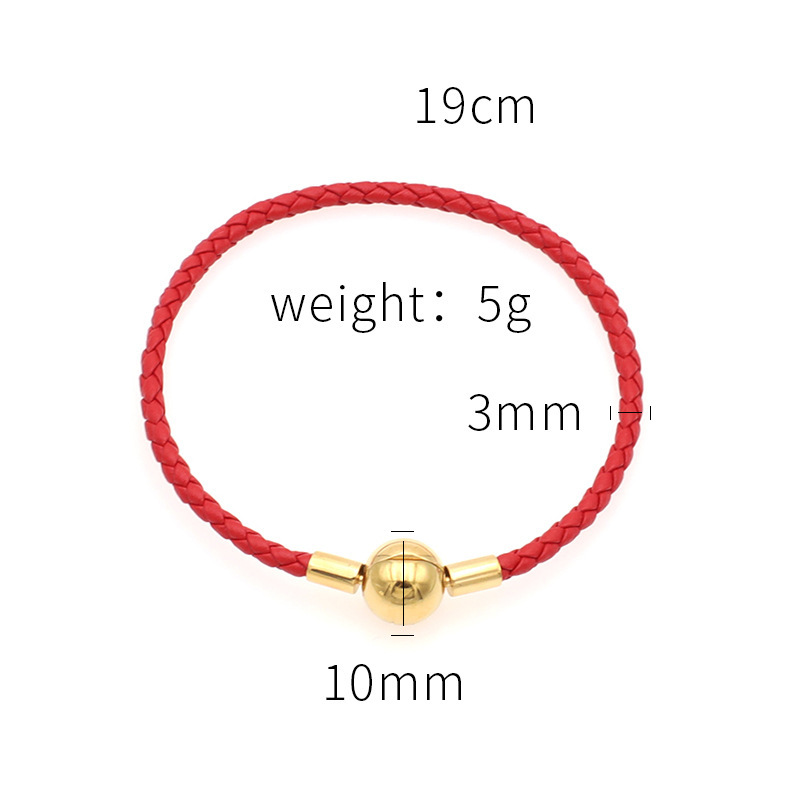 Round buckle gold + red rope