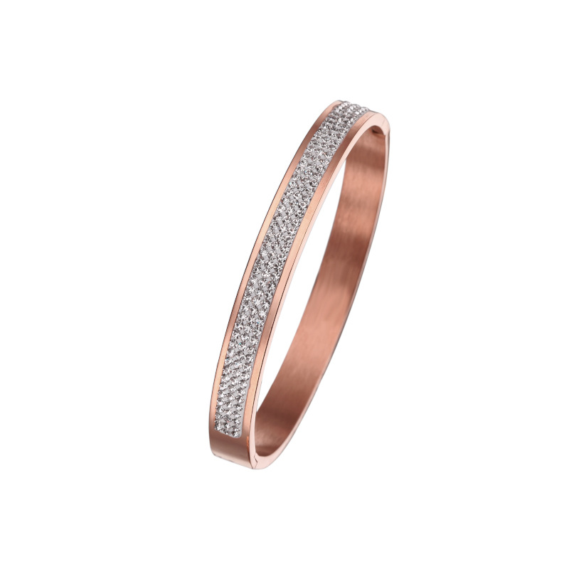 8mm rose gold triple row diamond