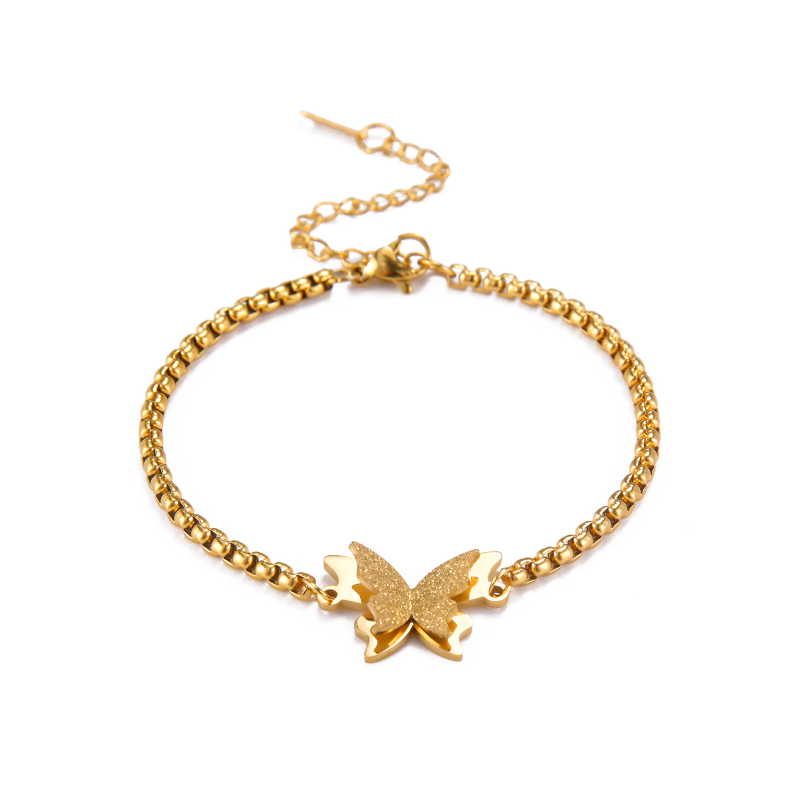 4:Gold box chain bracelet