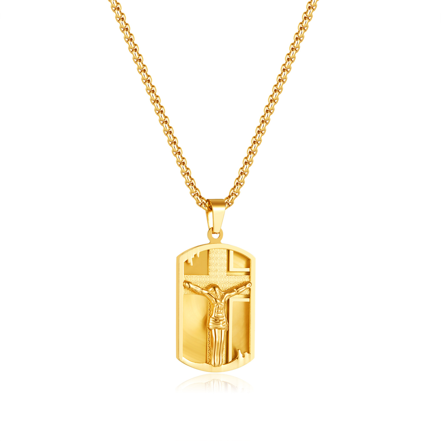 Gold - Pendant + Square pearl chain 4x70cm