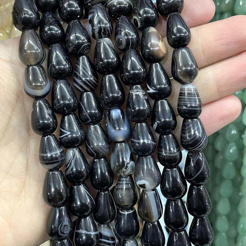 Black Agate 6 * 9mm about 44 teeth