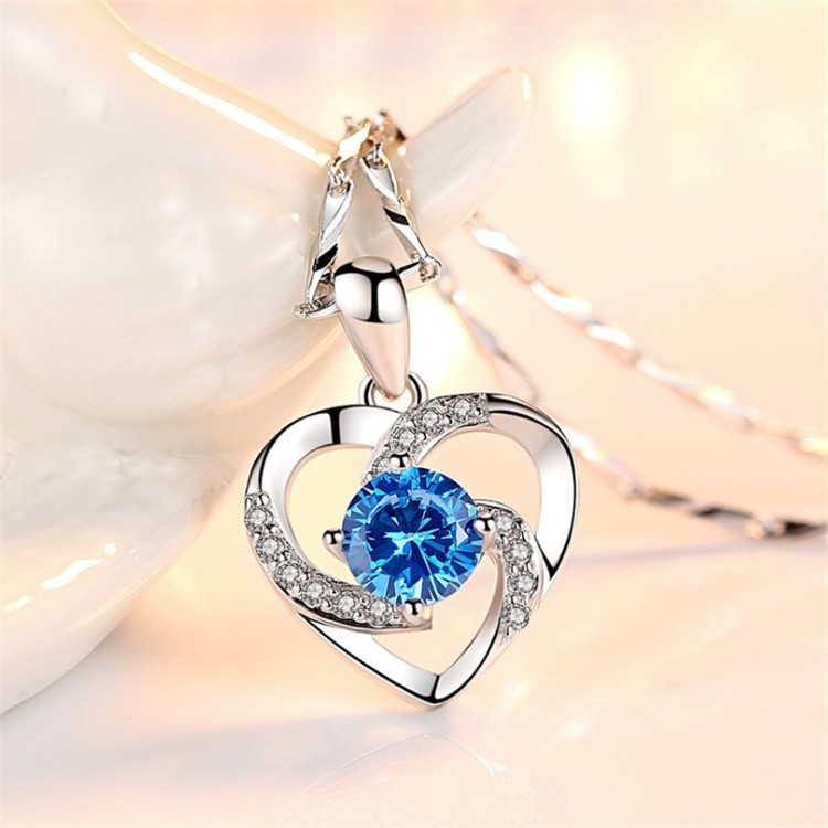 Blue Diamond Pendant   Necklace