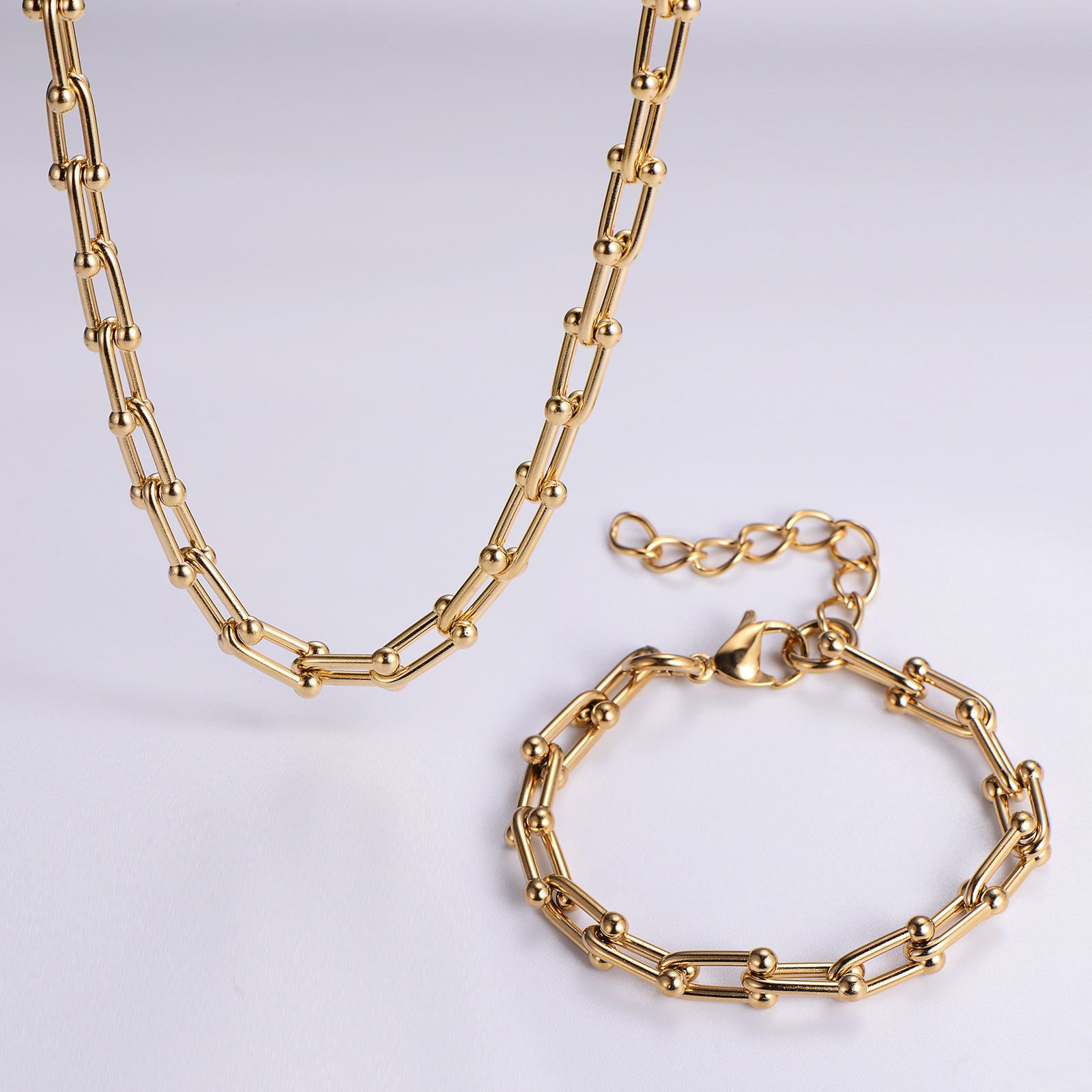 Gold bracelet and necklace