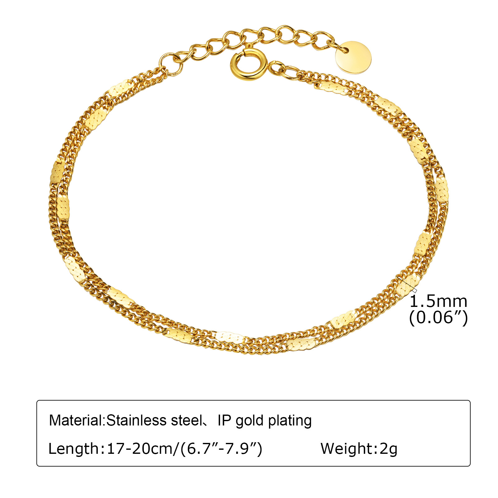 1:Double bracelet 17cm tail chain 3cm