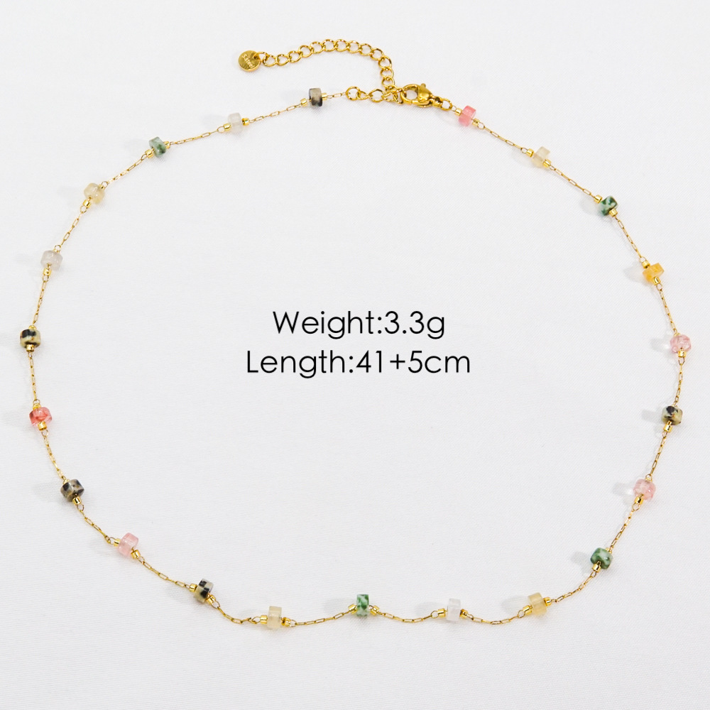 Mixed color natural stone-necklace