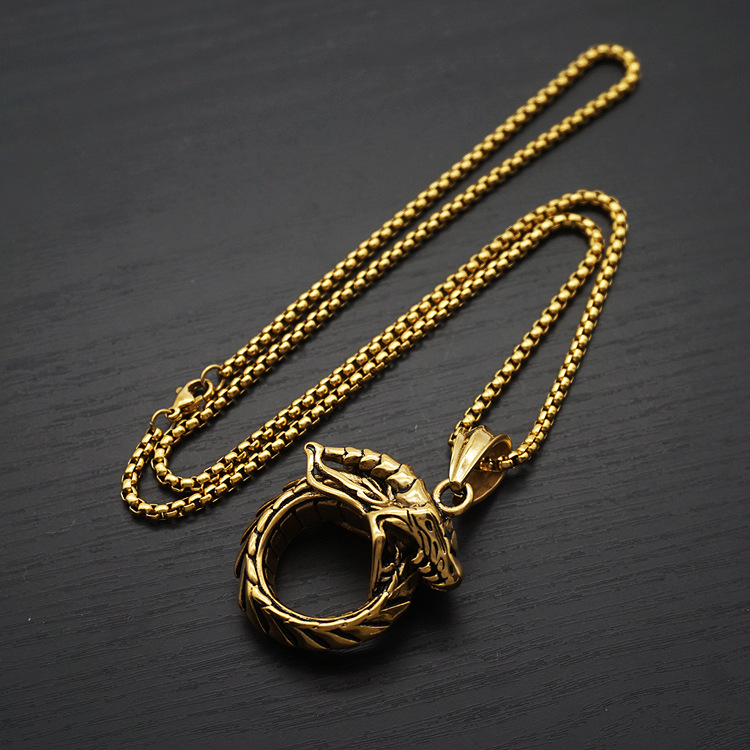 Golden with 60cm square pearl chain