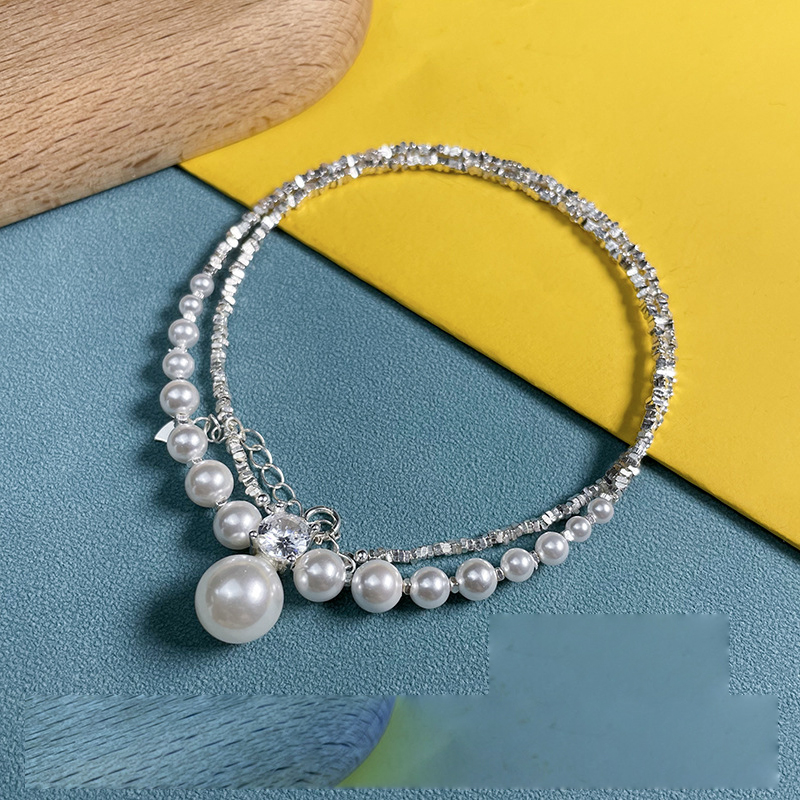 1.5m broken silver 6.5m zircon shell beads pendant