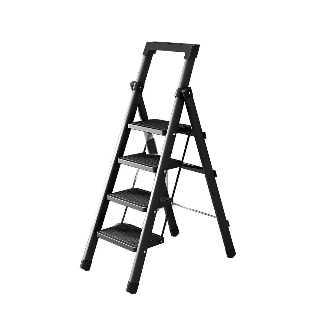 Black four-step ladder