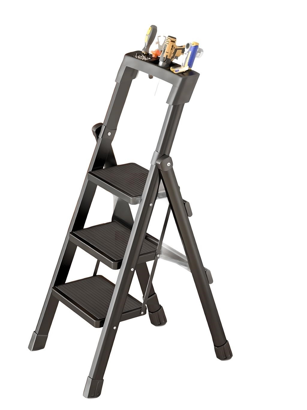 Black three-step ladder