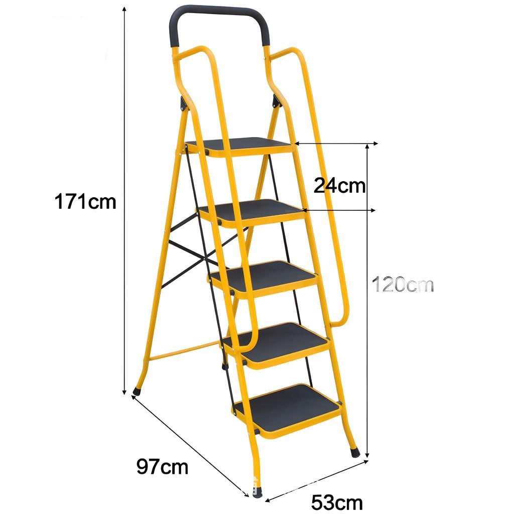 Five-step ladder with handle