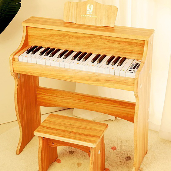 Entry-level upright piano (original wood grain)   stool
